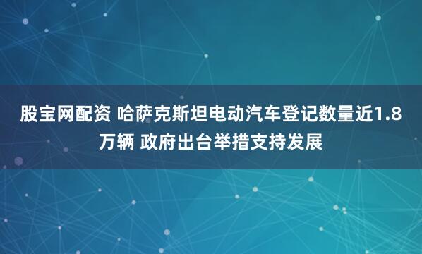 股宝网配资 哈萨克斯坦电动汽车登记数量近1.8万辆 政府出台举措支持发展